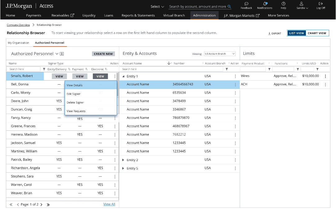 Relationship Matrix User Actions